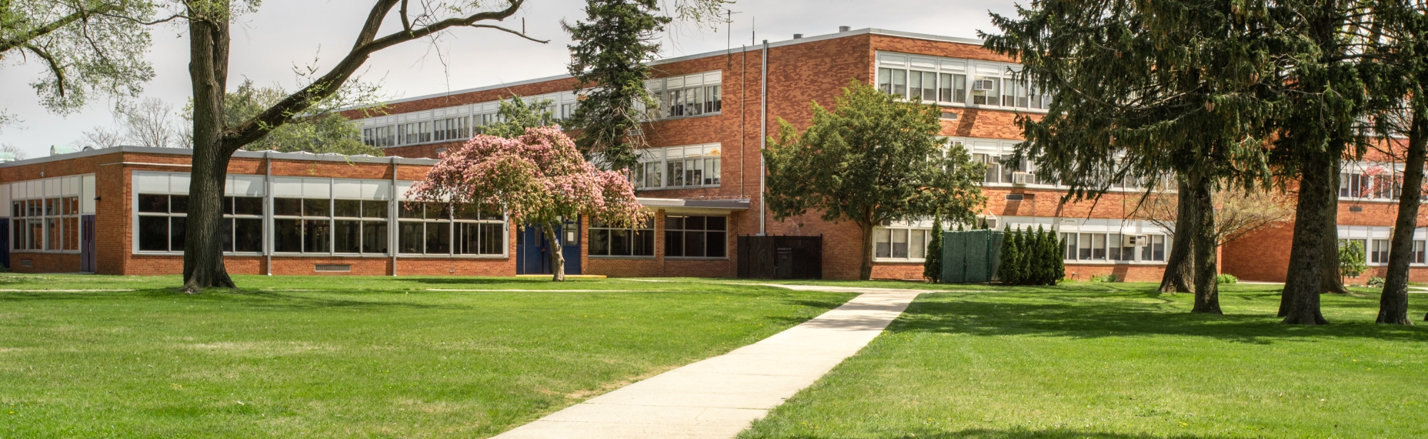 School building and outside grounds