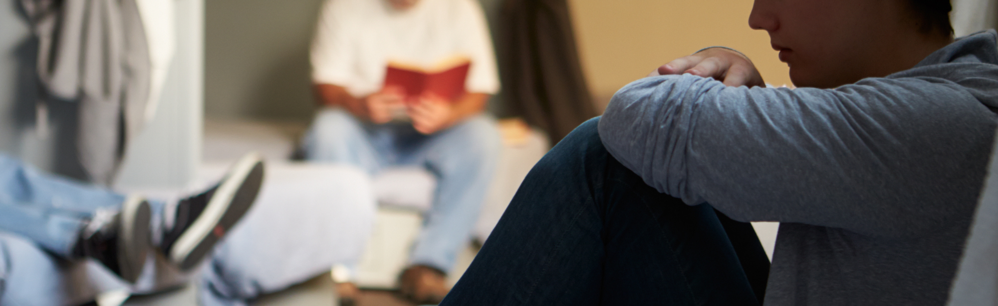 Teen boy in shelter